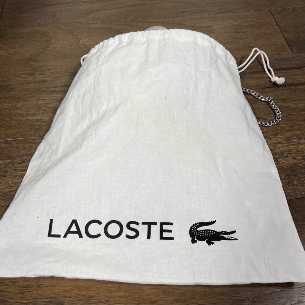 LACOSTE Croco Crew Silver Leather Bag with 2-way Chain Strap NF3245NJ EUC - Picture 10 of 10
